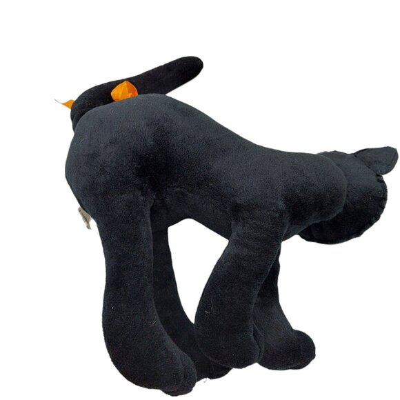 Black Halloween Cat Plush Hunched Up Orange Ribbon Good Stuff - Picture 3 of 9